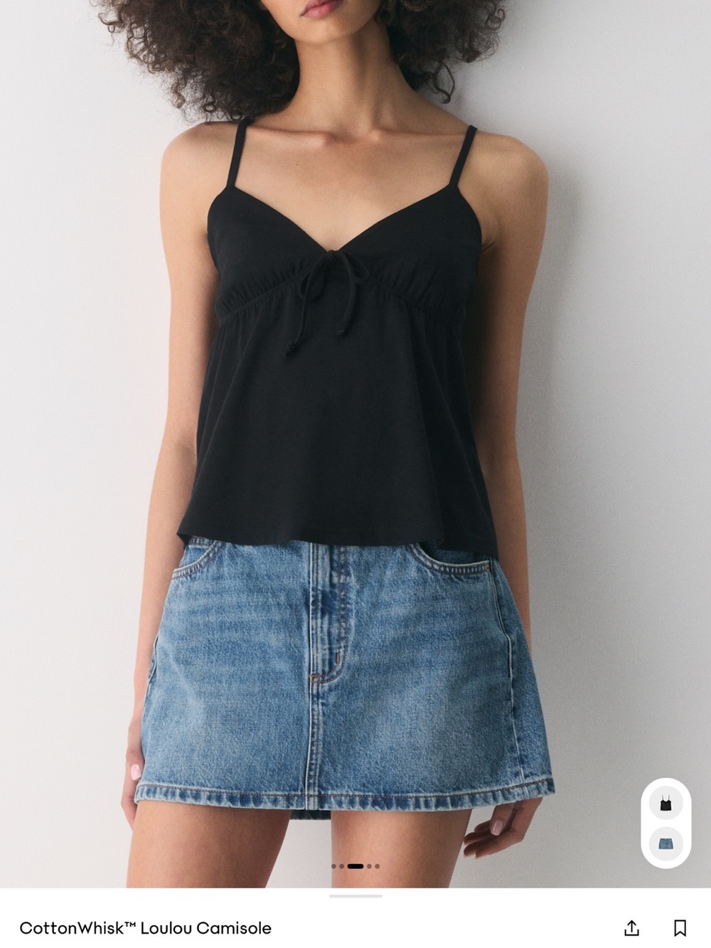 Aritzia Black Spaghetti-Strap Camisole with Front Tie